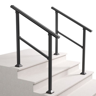 Black Wrought Iron Stair Railing Kit Handrails for Outdoor Steps