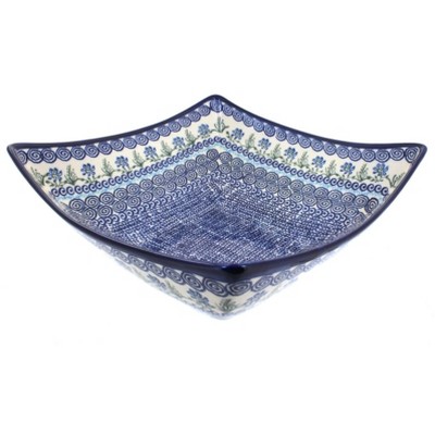 Blue Rose Polish Pottery Charleston Large Square Serving Bowl