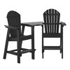 2-Person Bar Height Adirondack Chair Set with Table, Matte Black HDPE Outdoor Seating for Patio or Deck - 2 of 4