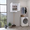 Vynxaria Modern Wall Storage Cabinet, 2 Doors, Broom Hangers, White - 2 of 4