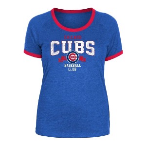 MLB Chicago Cubs Women's Heather Bi-Blend Ringer T-Shirt - 1 of 4