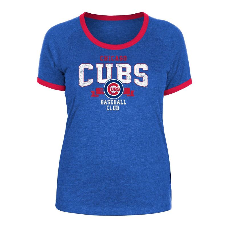 MLB Chicago Cubs Women&#39;s Heather Bi-Blend Ringer T-Shirt, 1 of 7