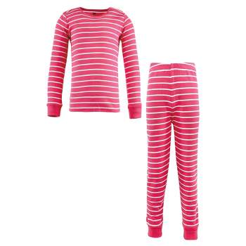 Hudson Baby Infant Girl Cotton Pajama Set, Dark Pink Stripe