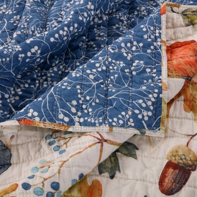Forest Animals Reversible Full Microfiber Quilt Set in Blue