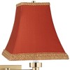 Barnes and Ivy Alta Vintage Swing Arm Wall Lamp Warm Antique Brass Plug-in Light Fixture Rust Orange Square Shade for Bedroom Bedside Living Room Home - 2 of 4
