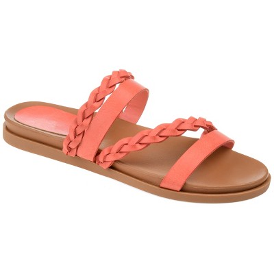 Journee Collection Womens Colette Slide Flat Sandals Coral 5.5w : Target