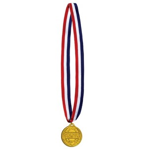 Beistle Champion Medal w/Ribbon, 30" w/2" Medal, (6/Pkg) Multicolored - 1 of 2