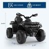 12V Electric Ride on Toys for Kids with Remote Control, Kid ATV with LED & Bluetooth, Dual 45W Motors & 3 Speed Electric Car for Kids - 3 of 4