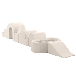 KIDKII Lux Play Set 9-Piece Firm Foam Climbing and Ball Pit for Toddlers, Beige - 1 of 4