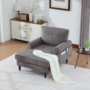 Okak Modern Small Chenille Fabric Single Sofa Lounge Recliner for Living Room Bedroom,Rest Chair Sleeper Sofa with Comfy Backrest & Armrests - 1 of 4