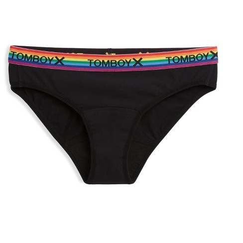 Tomboyx Women's First Line Period Leakproof Bikini Underwear, Cotton  Stretch Comfortable (3XS-6X) Black Rainbow 6X Large