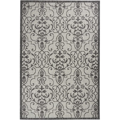 Country Side Ivory & Charcoal Flat Woven Synthetic Area Rug