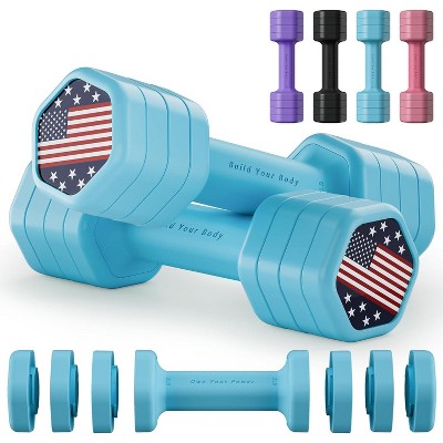 4-in-1 Adjustable Dumbbell Set, 5LB Hand Weights for Women with Soft TPU Rubber Handle for Home Gym Training