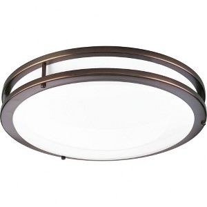 Progress Lighting, Moderna Collection, 1-Light Flush Mount, Urban Bronze, White Acrylic Shade, Steel, 14" x 3.75" - 1 of 2