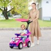 Costway 3-in-1 Sliding Walker w/ Adjustable Canopy Horn Music & Light for Boys & Girls Pink/Red/White - 4 of 4