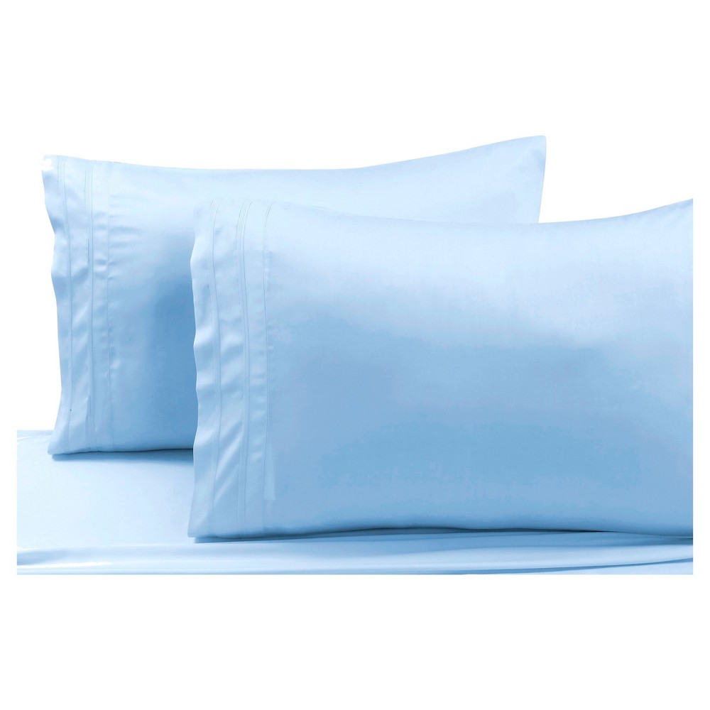 Rayon from Bamboo Solid Pillowcase Pair (Standard) Spa Blue 300 Thread Count - Tribeca Living