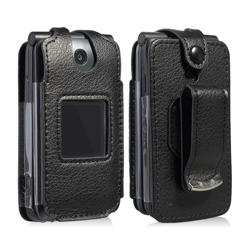 Nakedcellphone Vegan Leather Case with Belt Clip for Alcatel Go Flip V (2019) - Black, 2 of 8