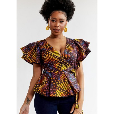 African print 2024 peplum shirt