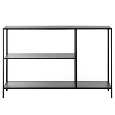 Fabulaxe Modern Display Metal Console Table with Open Shelfs, for Dining, Entryway and Hallway, Black