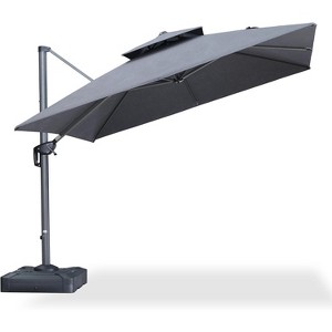 PURPLE LEAF Outdoor Cantilever Umbrellas with Base Large Patio Umbrella Offset Umbrella 360 Degree Rotation - 1 of 4