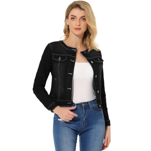 Black jean jacket store womens target