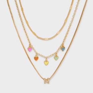 Girls' Multi Hearts Initial Necklace Set - art class™ - 1 of 3