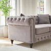 63.5" Velvet Modern Chesterfield Sofa with Button Tufted & Nail-Trimmed Arms - 3 of 4