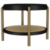 26.25" Round End Table with Dual-Tier Design and Woven Rattan Shelf, Perfect for Elegant Living Spaces - 3 of 4
