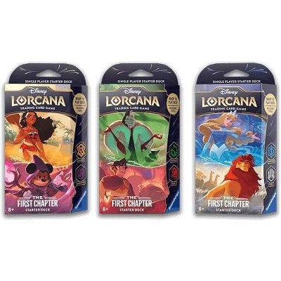 Ravensburger Starter Decks: Amber & Amethyst (Moana & Sorcerer Mickey), Emerald & Ruby (Cruella De Vil & Repunzel) and Sapphire & Steel (Cinderella &
