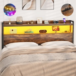 Aheaplus Storage Headboard, Head Board with Charge Station and LED Light - 1 of 4
