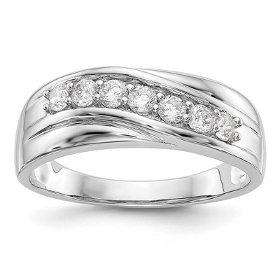Black Bow Jewelry Men's 7.2mm 14K White or Yellow Gold 1/2 Ctw Lab Created Diamond Band