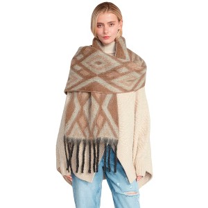 Slickblue Aztec Grunge Scarf, One Size, Taupe Color, Soft Texture, Edgy Pattern, Casual Streetwear Style - 1 of 4