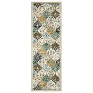 Washable Non Slip Floral Print Vintage Area Rugs for Living Room Bedroom, Soft Low Pile Dining Room Carpet for Home Office - 1 of 4