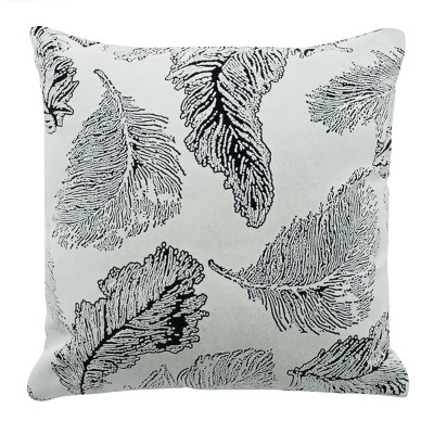 Livie 18" Black and White Embroidered Throw Pillow