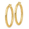 Black Bow Jewelry 3mm Textured Round Hoop Earrings in 14k Yellow Gold, 34mm(1 5/16 Inch) - 2 of 4