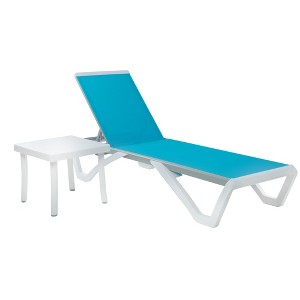 Kozyard Alan Adjustable Patio Chaise Lounge Chair with Table– Full Flat Reclining Aluminum Frame with Durable Resin Legs - 1 of 4