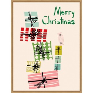 Amanti Art Wobbly pile of Christmas presents by Annick Canvas Wall Art Print Framed - 1 of 4