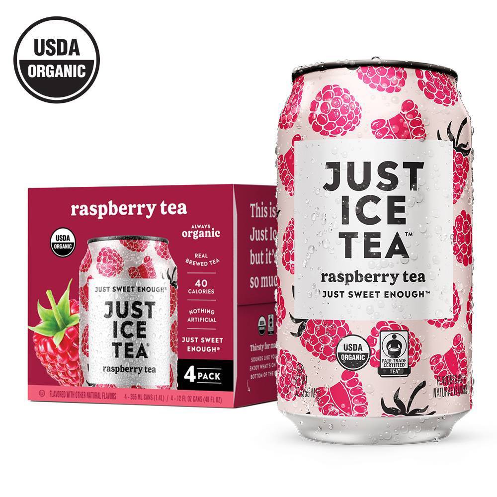 JUST ICE TEA Raspberry Black Tea - 4pk/12 fl oz Cans