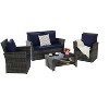CAVINAS 4 Pieces Patio Outdoor Seating Sets, Garden Rattan Chair Wicker Set, Poolside Lawn Chairs with Tempered Glass Coffee Table, Light Gray - 4 of 4