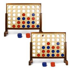 YardGames 3 x 2 Feet Premium Wooden Giant 4 In a Row Yard and Backyard Multi Player Outdoor Lawn Game Set for Parties, BBQs, and More (2 Pack) - 1 of 4