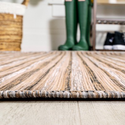 Heathered Stripes Brown/Natural 8' x 10' Synthetic Easy-Care Area Rug