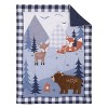 Little Love by NoJo National Park Navy Buffalo Check, Gray, Blue, and Brown Camping Bear, Deer, and Fox 3 Piece Nursery Crib Bedding Set - 2 of 4