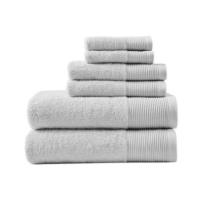 Vynxaria Gray 6 Piece Antimicrobial Cotton Tencel Towel Set