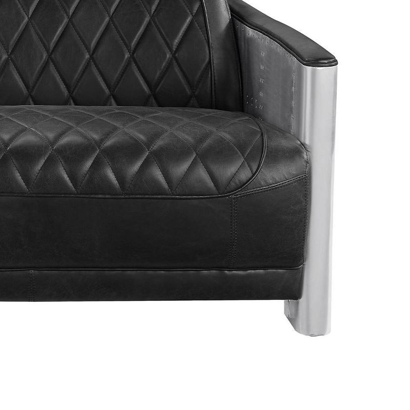 50.4&#34; Sedna Sofa Black Top Grain Leather and Aluminum - Acme Furniture, 4 of 10
