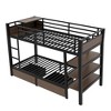 JANSNO Black Metal Bunk Bed with Built-in Storage Shelves, Light Strip & USB Power Strip - 2 of 4
