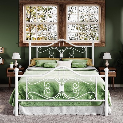 Allewie Kids Metal Bed Frame with Butterfly Headboard and Footboard, No Box Spring Needed