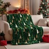 Lomsoe Green Christmas Pine Tree & Star Print Flannel Blanket - All Seasons Soft and Warm Throw Blanket for Napping, Camping, Travel, Office - 2 of 4