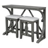 YOOCOZZ 3-Piece Counter Height Dining Set, Table with USB Port + 2 Upholstered Stools - Gray - 2 of 4