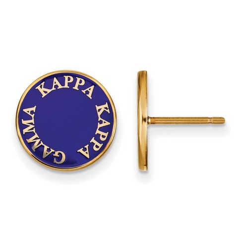 Black Bow Jewelry 14k Yellow Gold Plated Sterling Silver Kappa Kappa Gamma Greek Life Stud Earring - image 1 of 3