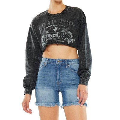 Women's Cheyenne High Rise Fray Hem Shorts Jeans - KanCan